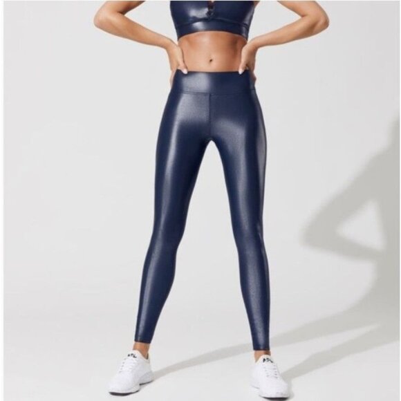Carbon38 Regular Rise Leggings in Takara Shine Dark Navy Blue Size Small - Picture 1 of 10